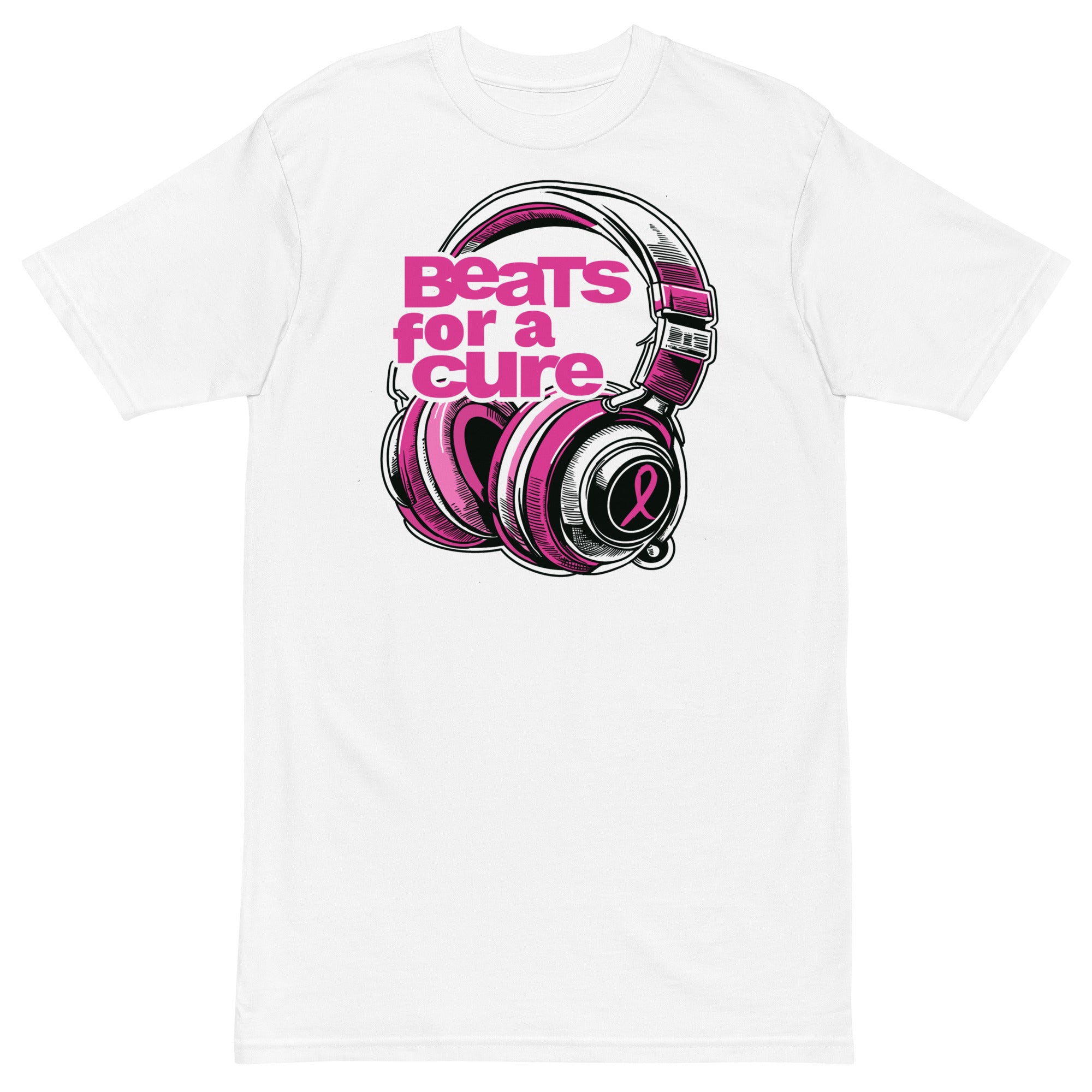 BEATS FOR A CURE - Headphones Premium Unisex T-Shirt - White / S - White / M - White / L - White / XL - White / 2XL - White / 3XL - White / 4XL