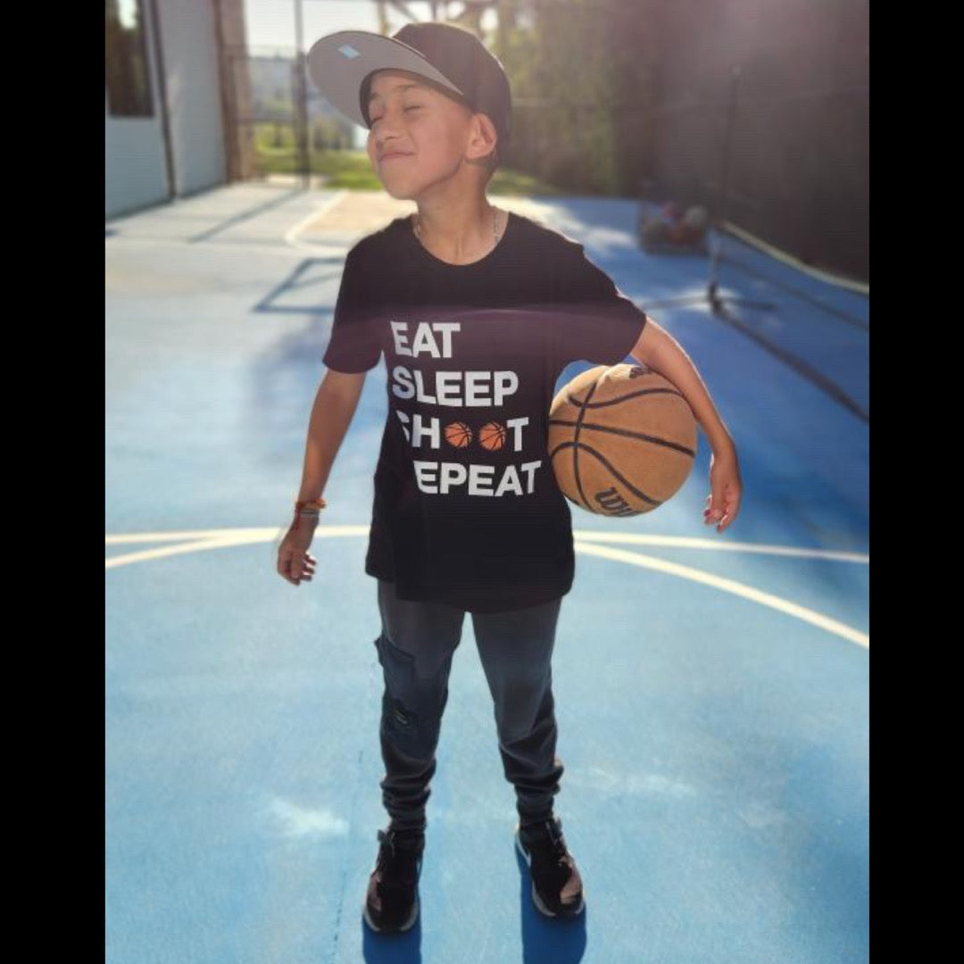 EAT SLEEP SHOOT REPEAT Youth T-Shirt - Beats 4 Hope