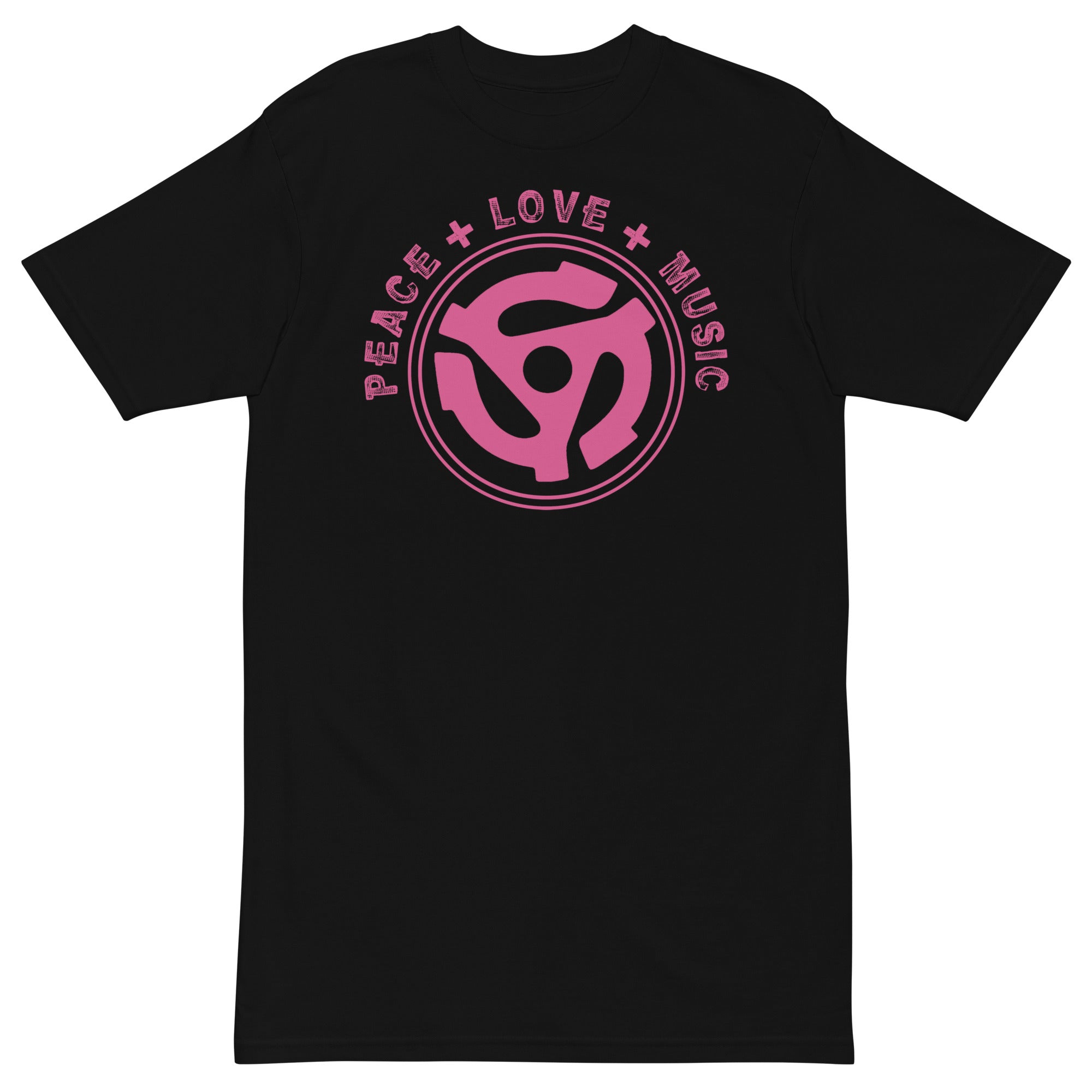 Peace Love Music Pink - Premium Unisex T-Shirt - Black / S - Black / M - Black / L - Black / XL - Black / 2XL - Black / 3XL - Black / 4XL
