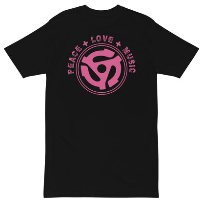 Peace Love Music Pink - Premium Unisex T-Shirt - Black / S - Black / M - Black / L - Black / XL - Black / 2XL - Black / 3XL - Black / 4XL