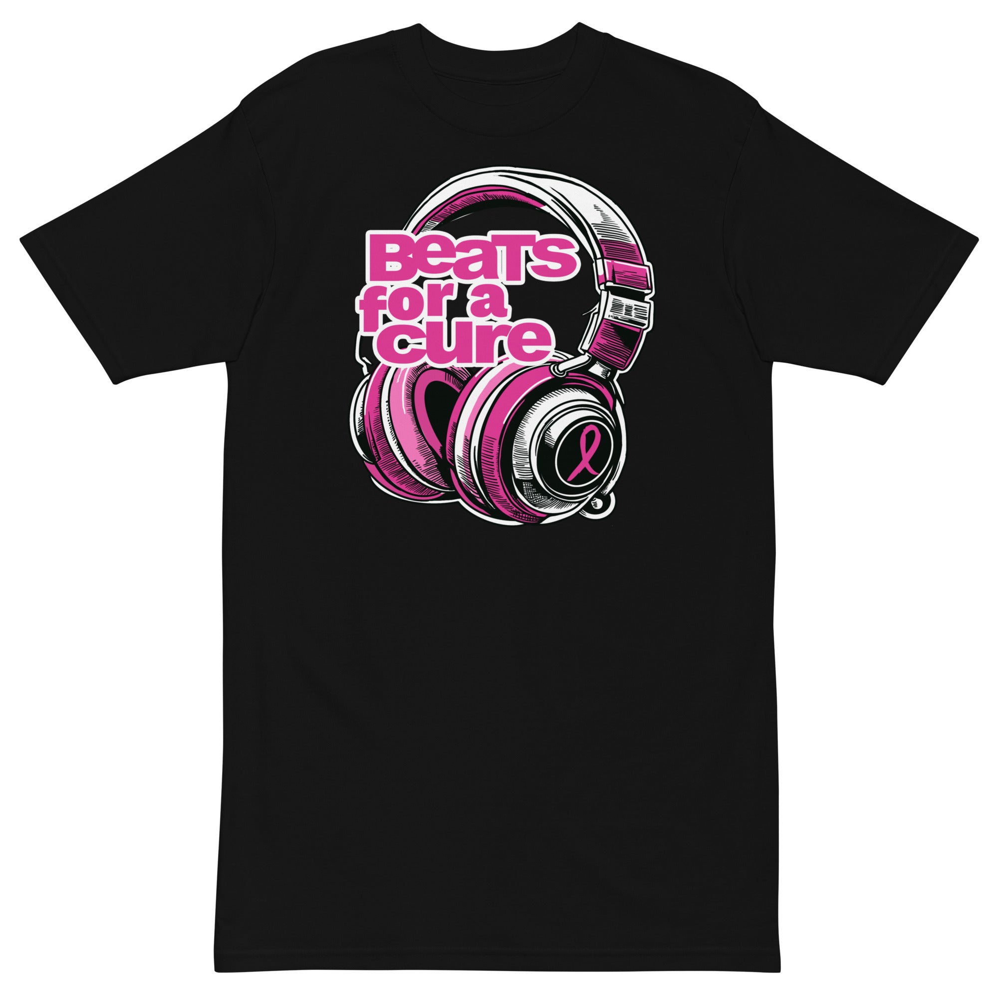 BEATS FOR A CURE - Headphones Premium Unisex T-Shirt - Black / S - Black / M - Black / L - Black / XL - Black / 2XL - Black / 3XL - Black / 4XL