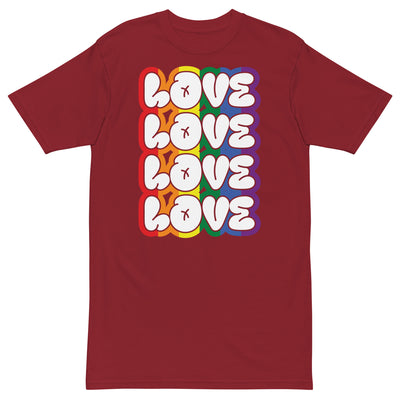 LOVE X LOVE Premium Unisex T-Shirt - Brick Red / S - Brick Red / M - Brick Red / L - Brick Red / XL - Brick Red / 2XL - Brick Red / 3XL - Brick Red / 4XL