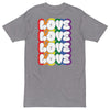 LOVE X LOVE Premium Unisex T-Shirt - Carbon Grey / S - Carbon Grey / M - Carbon Grey / L - Carbon Grey / XL - Carbon Grey / 2XL - Carbon Grey / 3XL - Carbon Grey / 4XL