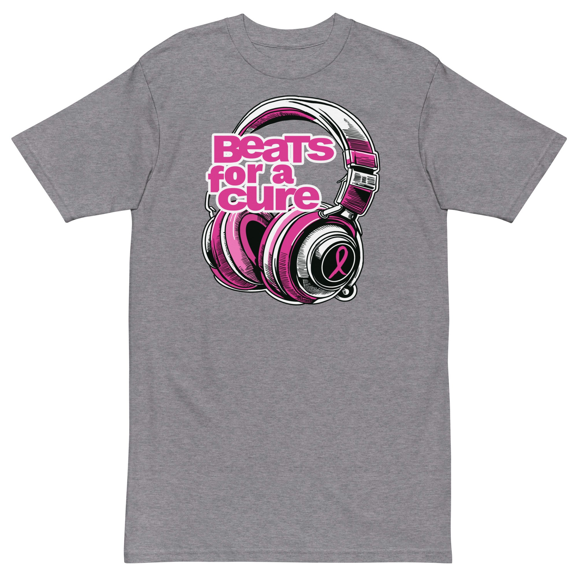 BEATS FOR A CURE - Headphones Premium Unisex T-Shirt - Carbon Grey / S - Carbon Grey / M - Carbon Grey / L - Carbon Grey / XL - Carbon Grey / 2XL - Carbon Grey / 3XL - Carbon Grey / 4XL