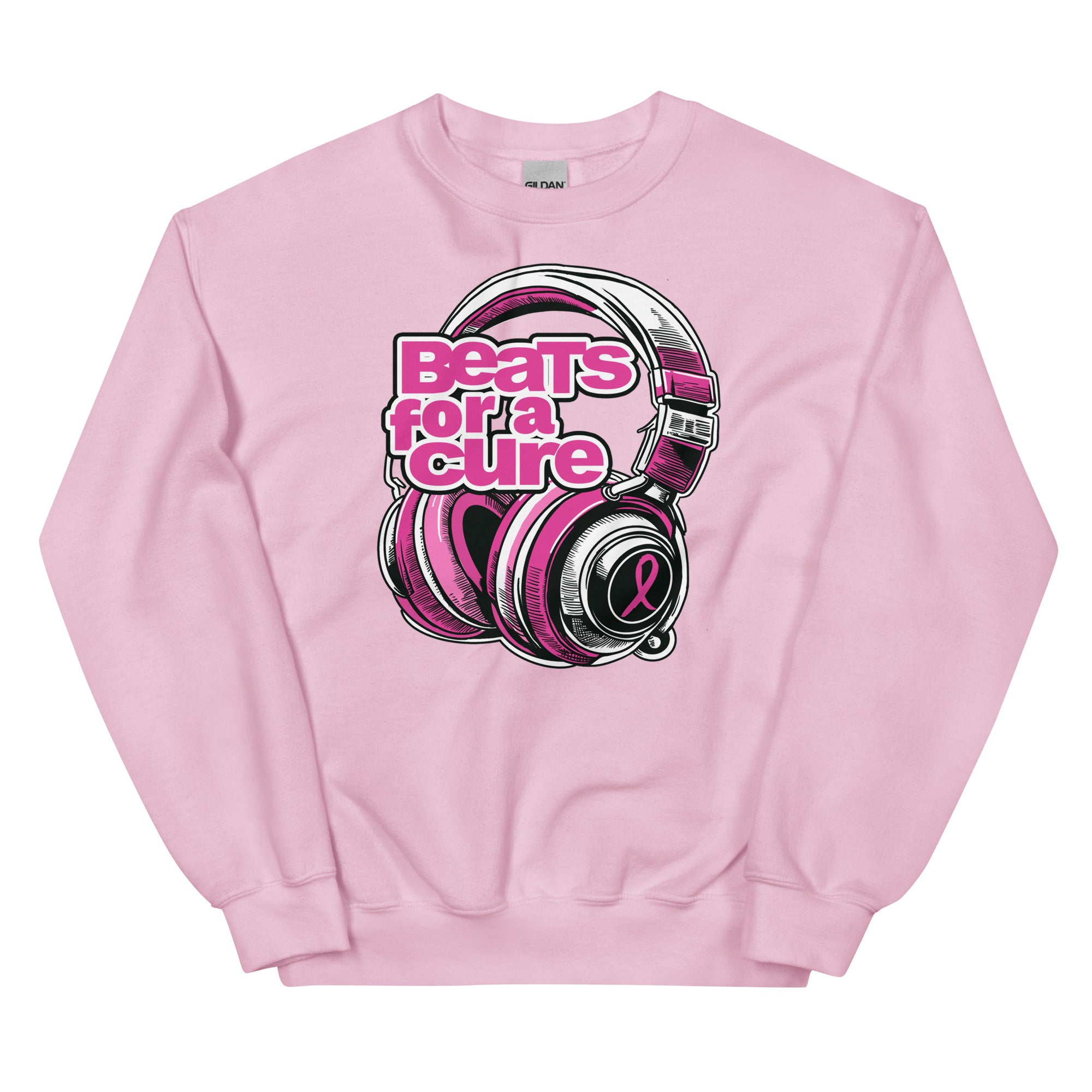 BEATS FOR A CURE Headphones Sweatshirt - Light Pink / S - Light Pink / M - Light Pink / L - Light Pink / XL - Light Pink / 2XL - Light Pink / 3XL