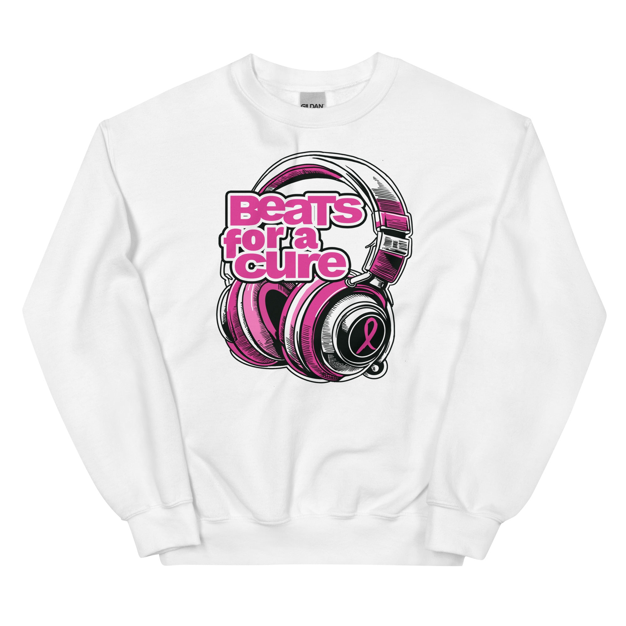 BEATS FOR A CURE Headphones Sweatshirt - White / S - White / M - White / L - White / XL - White / 2XL - White / 3XL - White / 4XL - White / 5XL