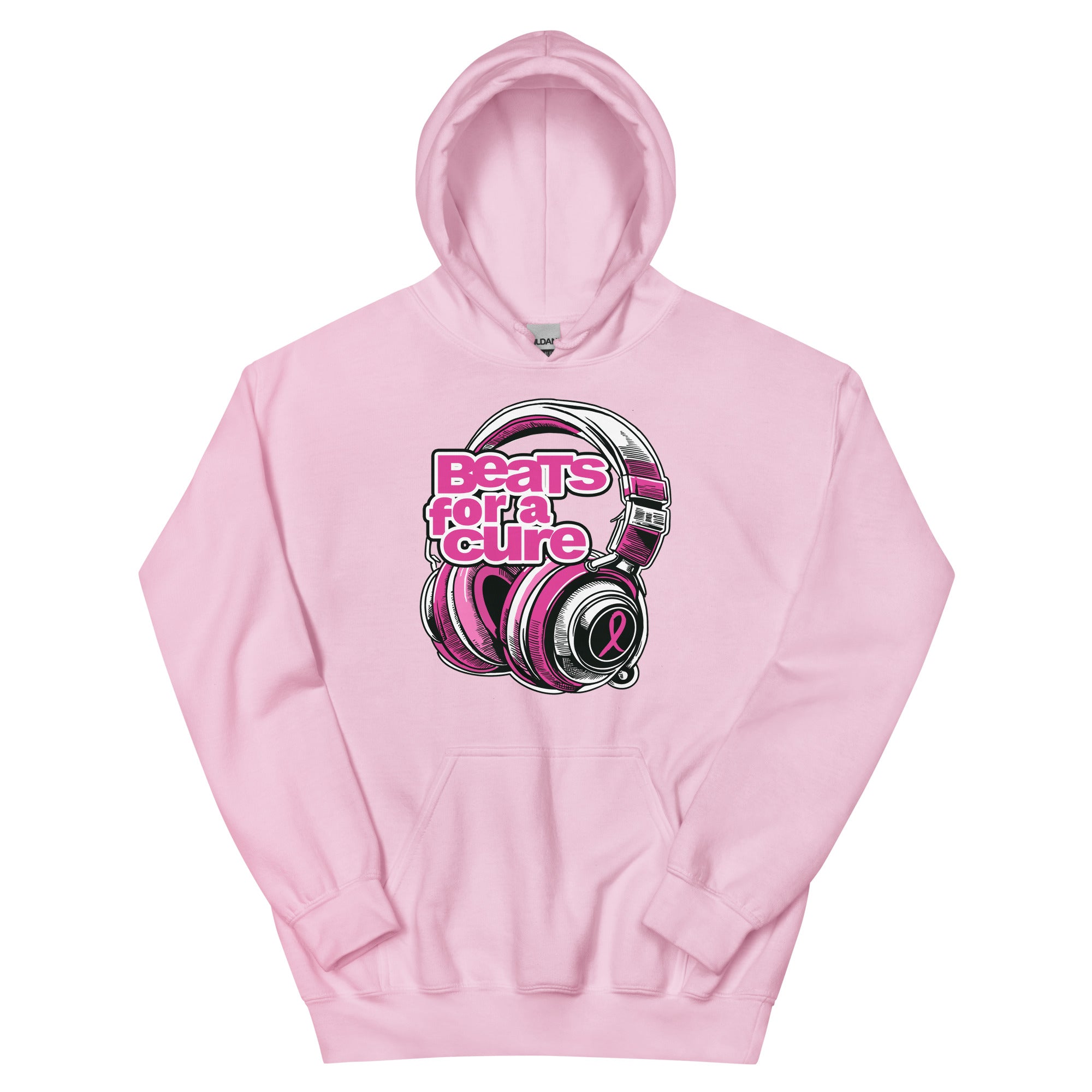 BEATS FOR A CURE - Headphone Unisex Hoodie - Light Pink / S - Light Pink / M - Light Pink / L - Light Pink / XL - Light Pink / 2XL - Light Pink / 4XL - Light Pink / 5XL