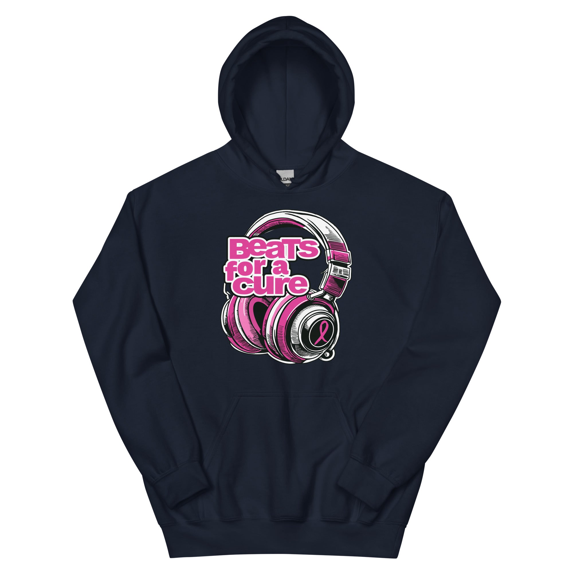BEATS FOR A CURE - Headphone Unisex Hoodie - Navy / S - Navy / M - Navy / L - Navy / XL - Navy / 2XL - Navy / 4XL - Navy / 5XL
