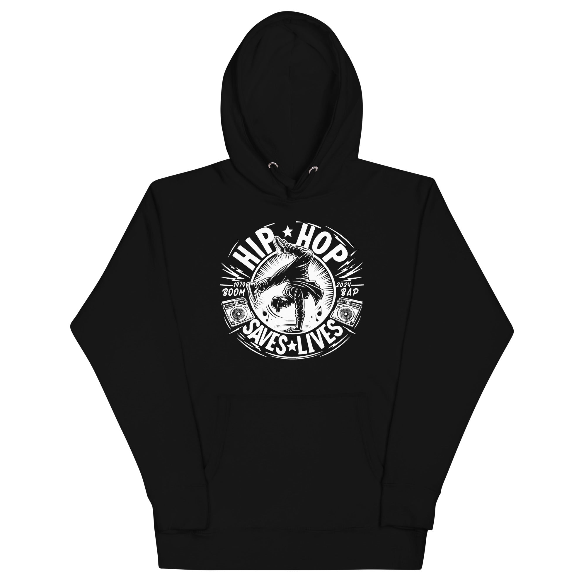 HIP HOP SAVES LIVES - BREAKING HOODIE - Black / S - Black / M - Black / L - Black / XL - Black / 2XL - Black / 3XL