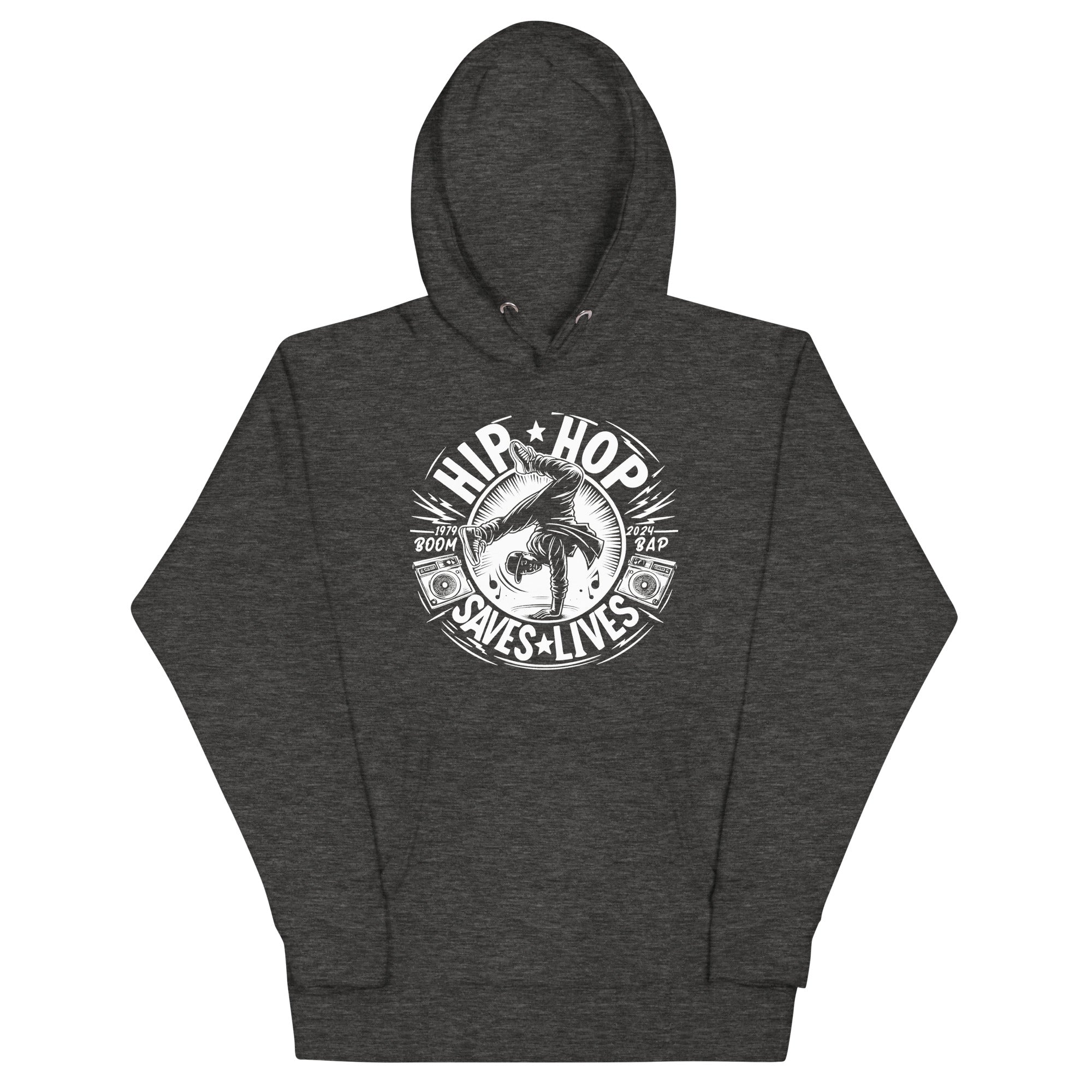 HIP HOP SAVES LIVES - BREAKING HOODIE - Charcoal Heather / S - Charcoal Heather / M - Charcoal Heather / L - Charcoal Heather / XL - Charcoal Heather / 2XL - Charcoal Heather / 3XL