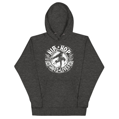 HIP HOP SAVES LIVES - BREAKING HOODIE - Charcoal Heather / S - Charcoal Heather / M - Charcoal Heather / L - Charcoal Heather / XL - Charcoal Heather / 2XL - Charcoal Heather / 3XL