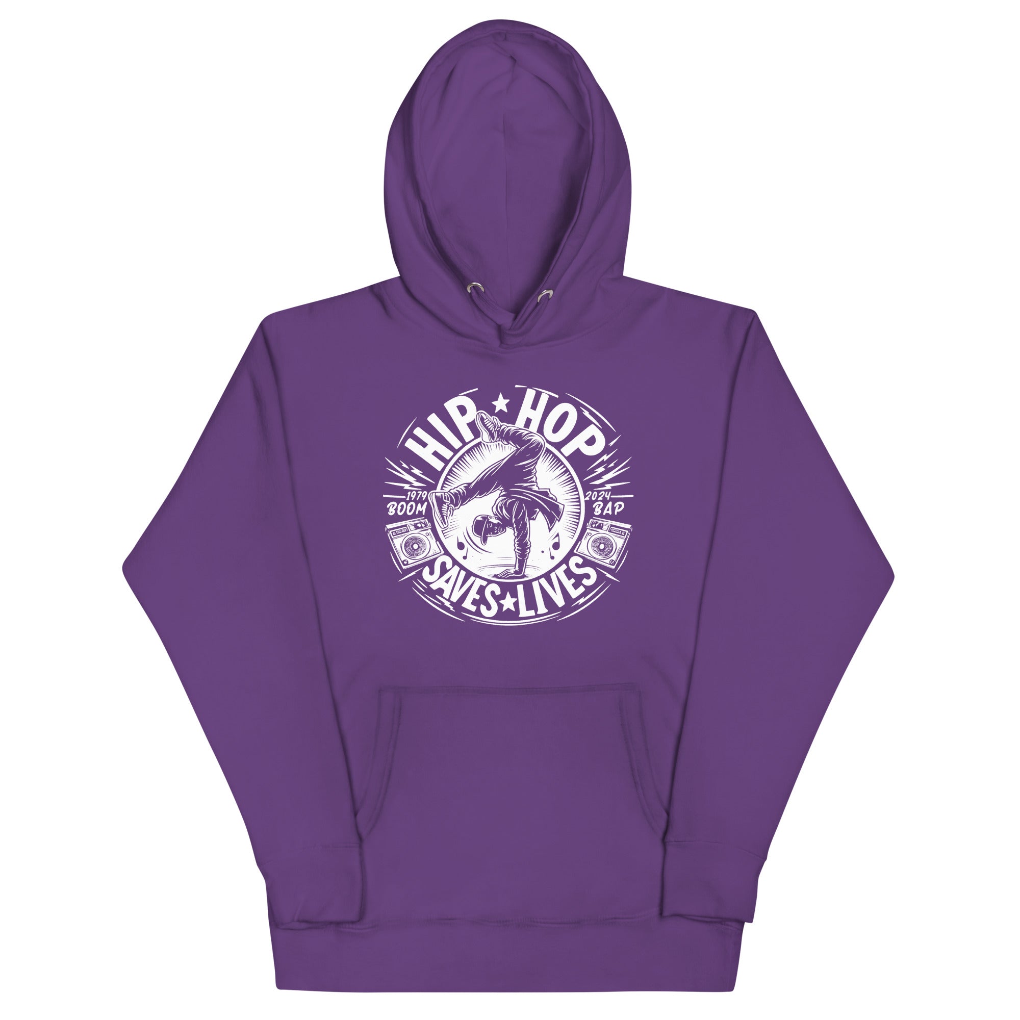 HIP HOP SAVES LIVES - BREAKING HOODIE - Purple / S - Purple / M - Purple / L - Purple / XL - Purple / 2XL - Purple / 3XL