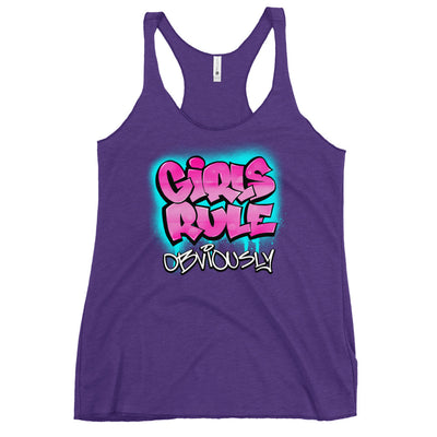 GIRLS RULE OBVIOUSLY Women's Racerback Tank - Purple Rush / XS - Purple Rush / S - Purple Rush / M - Purple Rush / L - Purple Rush / XL