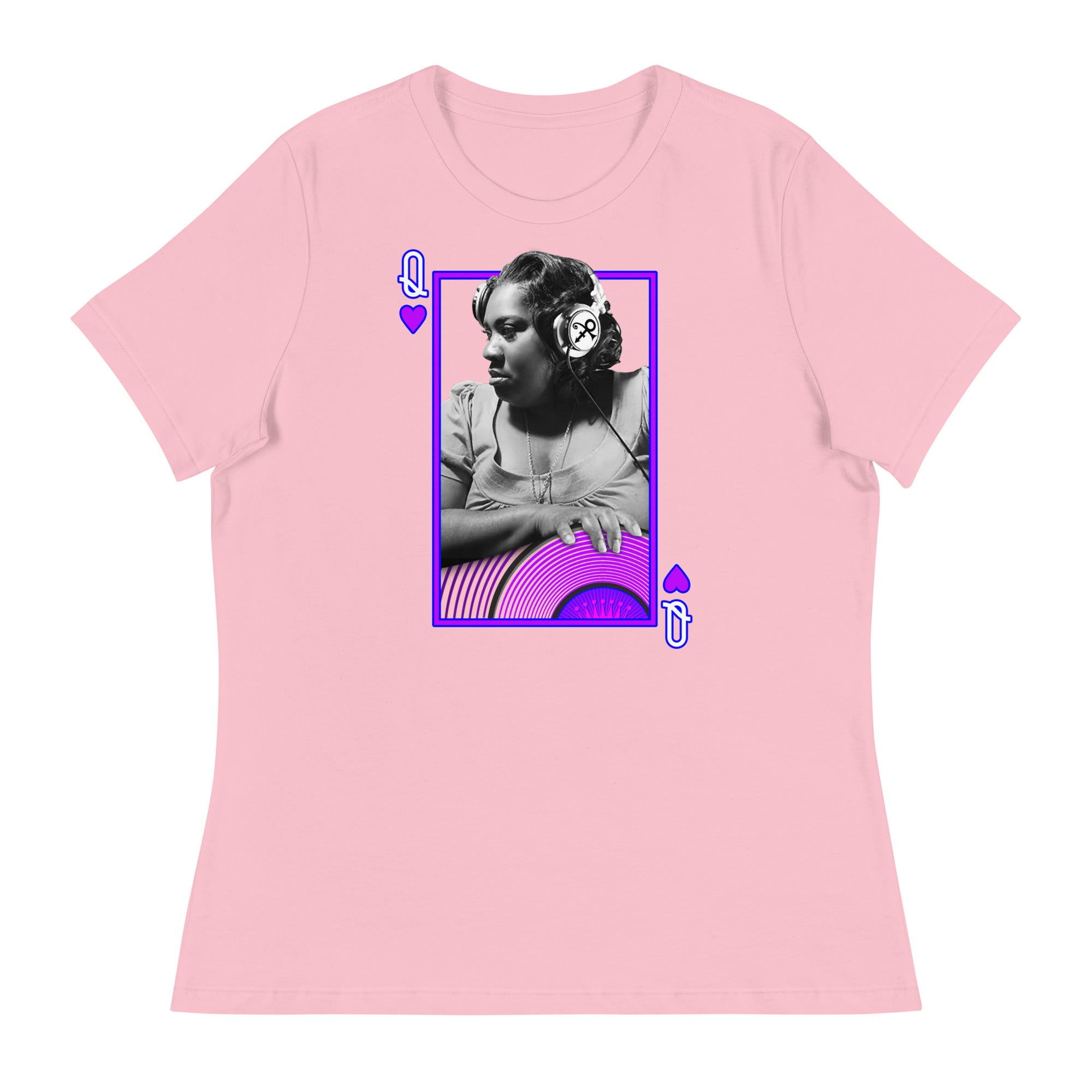 Purple Pam - Queen of the Turntable Women's Relaxed T-Shirt - Pink / S - Pink / M - Pink / L - Pink / XL - Pink / 2XL - Pink / 3XL