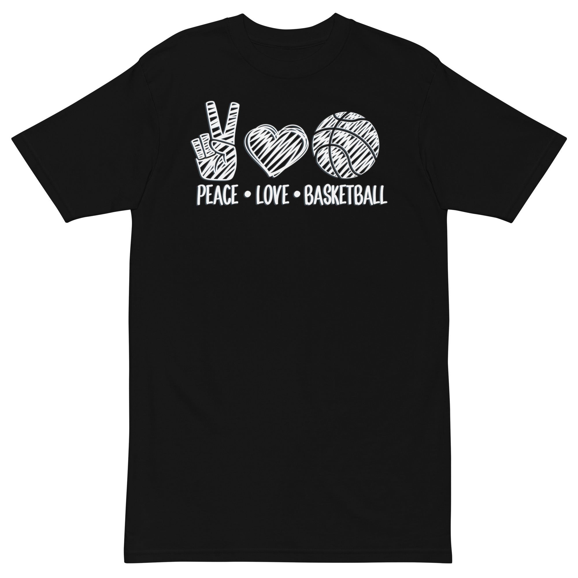 Peace Love Basketball All Over Graphic Tee by Shirts and Date of