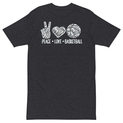 PEACE LOVE BASKETBALL - Men’s Premium Heavyweight T-Shirt - Beats 4 Hope