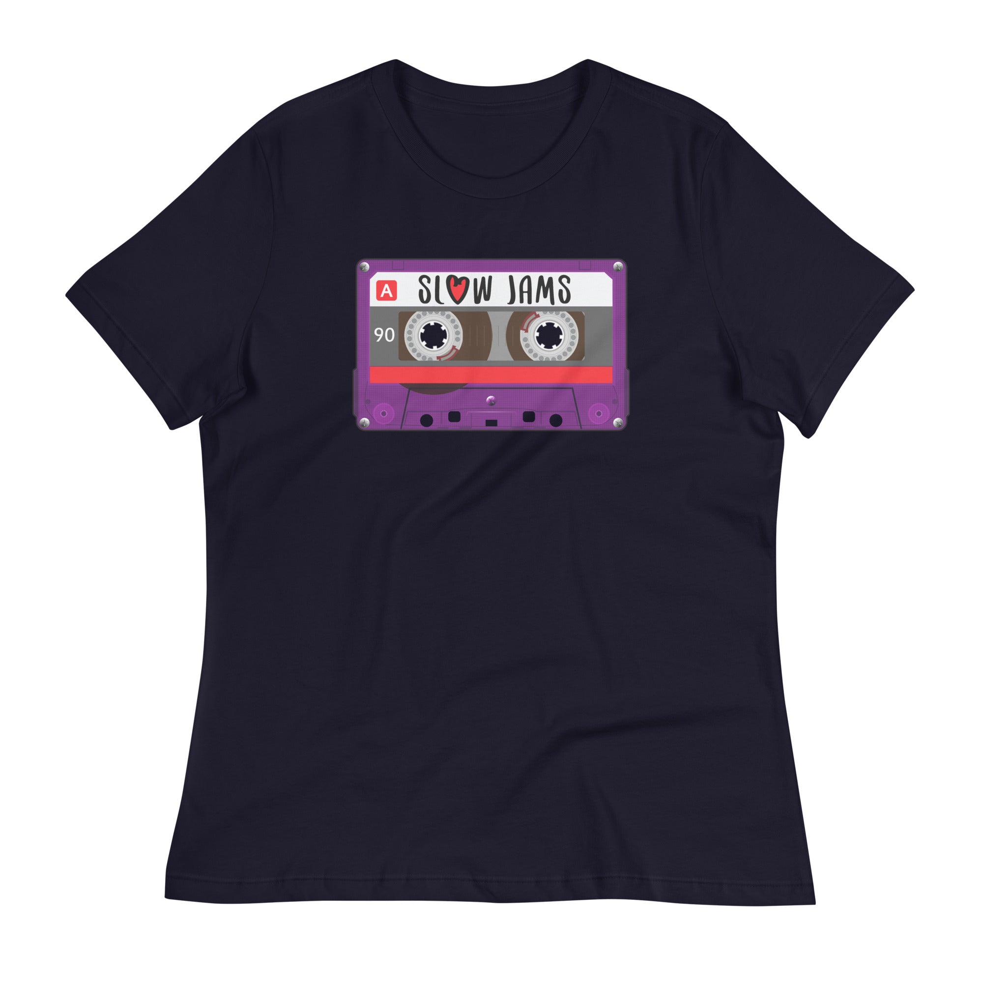 SLOW JAM Mixtape - Women's Relaxed T-Shirt - Navy / S - Navy / M - Navy / L - Navy / XL - Navy / 2XL - Navy / 3XL