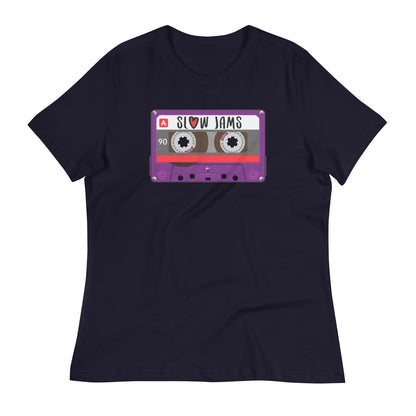 SLOW JAM Mixtape - Women's Relaxed T-Shirt - Navy / S - Navy / M - Navy / L - Navy / XL - Navy / 2XL - Navy / 3XL